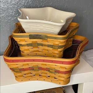 Longaberger Shining Star Hostess Basket Liner Divided Protector Dish Med & Large